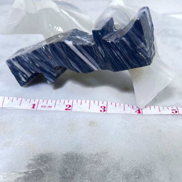 Vtg Hand-Carved Onyx Sculpture Pair Love Birds Doves Marble Base White & Gray - Picture 6 of 8